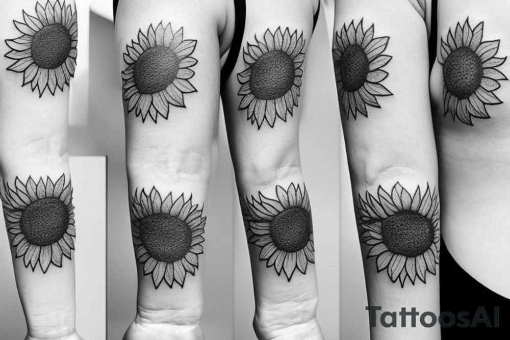 simple small fine line sunflower tattoo idea