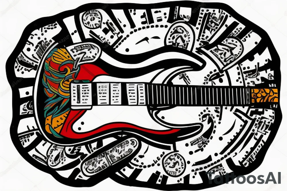 Electric guitar on diré with confederada flag on it tattoo idea