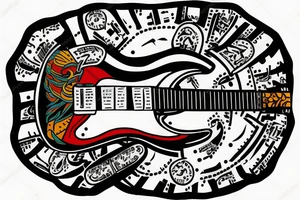 Electric guitar on diré with confederada flag on it tattoo idea