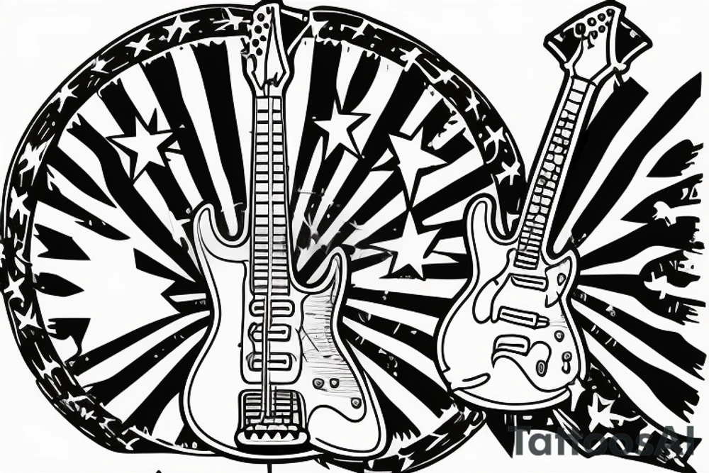 Electric guitar on diré with confederada flag on it tattoo idea
