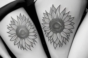 simple small fine line sunflower in a mug tattoo idea