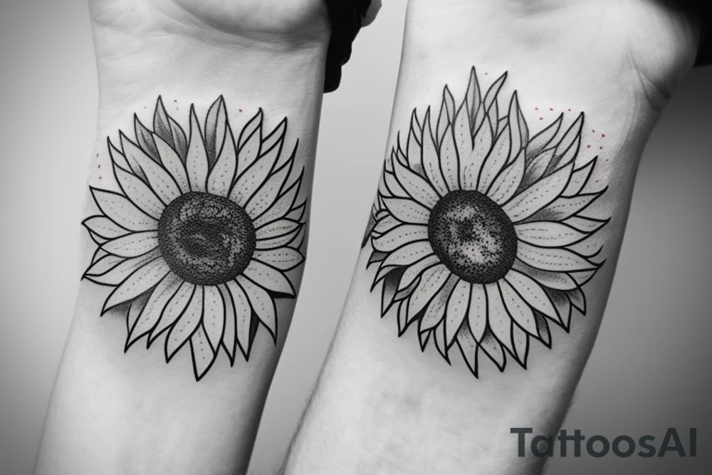 simple small fine line sunflower in a mug tattoo idea