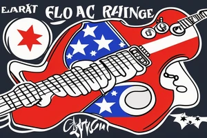 Electric guitar on fire with confederate flag on it tattoo idea