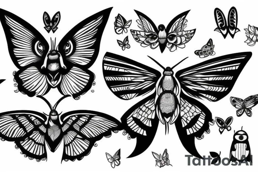 Buho y colibri tattoo idea