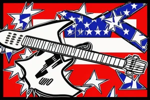 Electric guitar on fire with confederate flag on it tattoo idea
