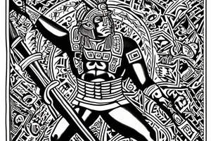Aztec warrior bowing at Christian cross tattoo idea