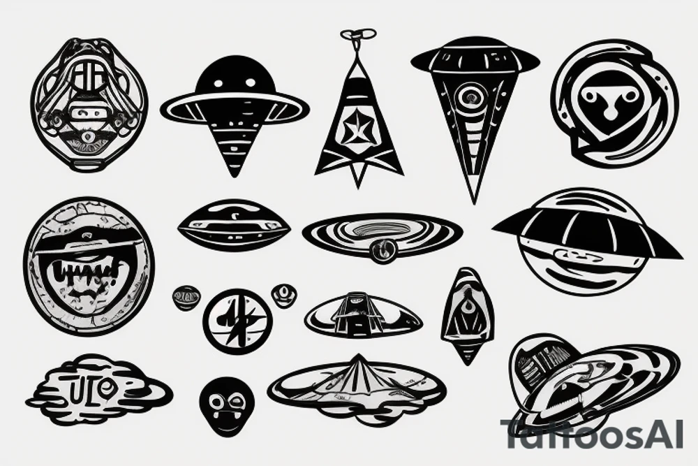 UFO FLYING OVER A CAVE tattoo idea