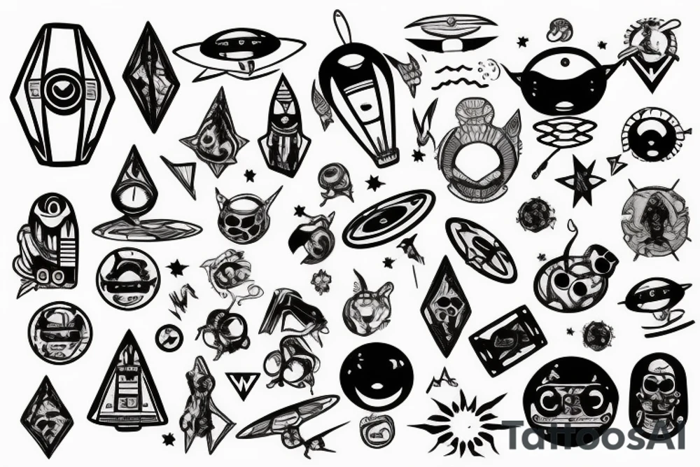 UFO FLYING OVER A CAVE tattoo idea