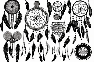 A dreamcatcher design with feathers and floral elements tattoo idea