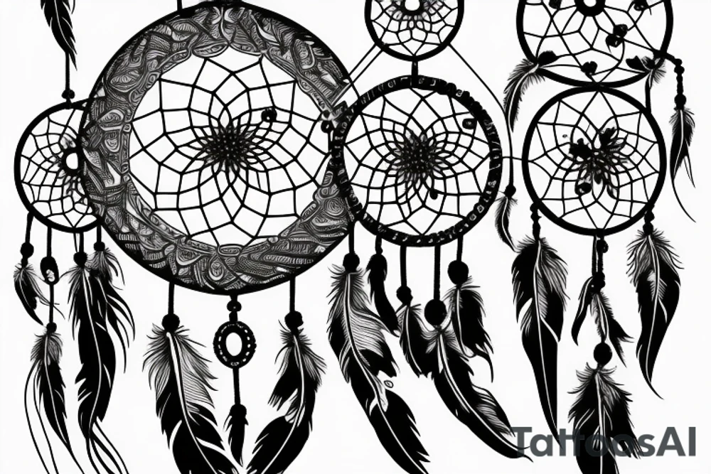 A dreamcatcher design with feathers and floral elements tattoo idea A dreamcatcher design with feathers and floral elements tattoo idea