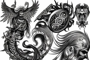 Design of gods, kings, warriors tattoo idea