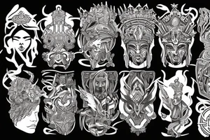 Design of gods, kings, warriors tattoo idea