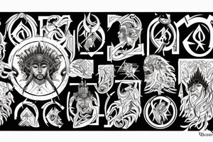 Design of gods, kings, warriors tattoo idea