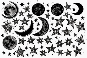 Moon and stars tattoo idea