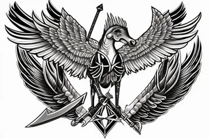 Valkyrie with sword and shield riding a horse with wings forearm tattoo tattoo idea