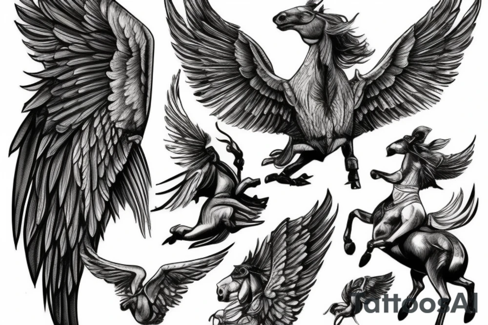 Valkyrie riding a horse with wings forearm tattoo tattoo idea Valkyrie riding a horse with wings forearm tattoo tattoo idea