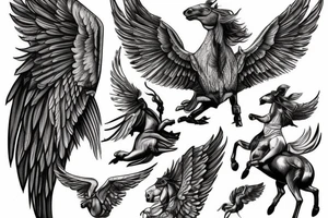 Valkyrie riding a horse with wings forearm tattoo tattoo idea