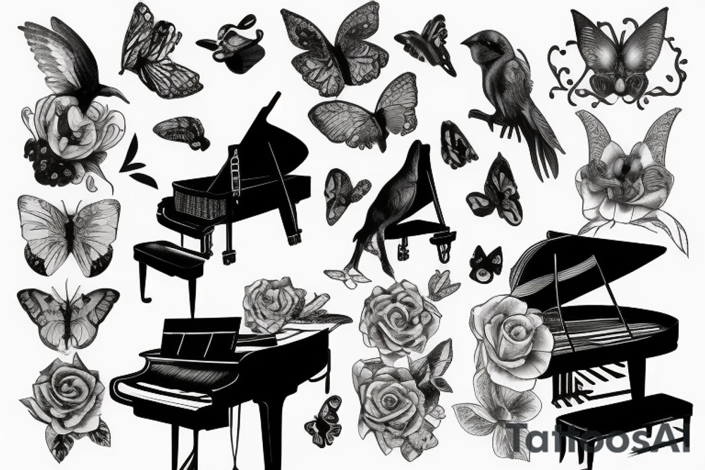 Piano wildlife tattoo idea