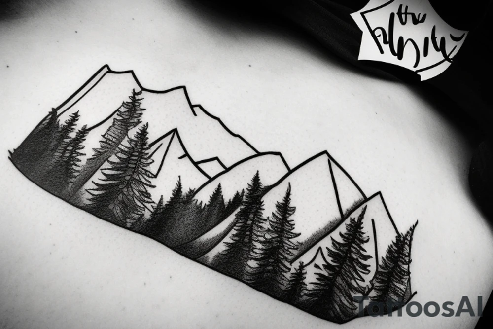 Mountain, trees, home tattoo idea