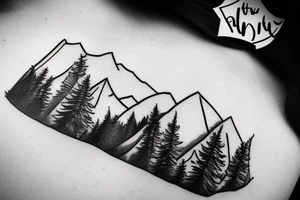 Mountain, trees, home tattoo idea