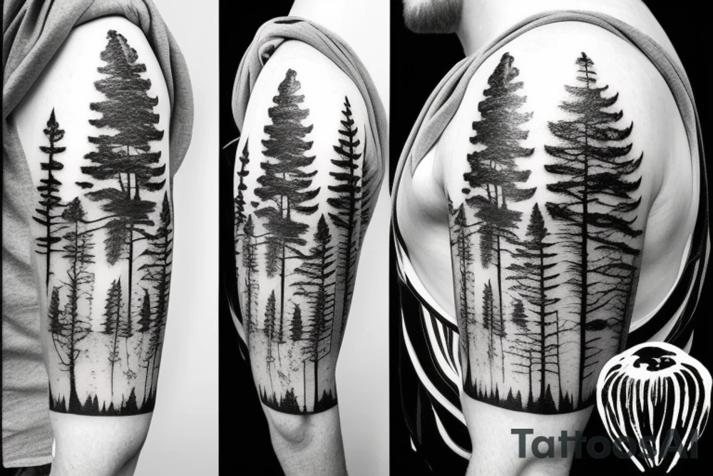 Mountain, trees, home tattoo idea