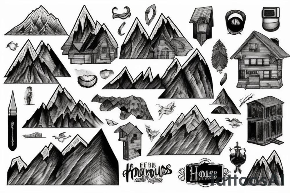 House on the mountains tattoo idea