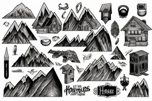 House on the mountains tattoo idea