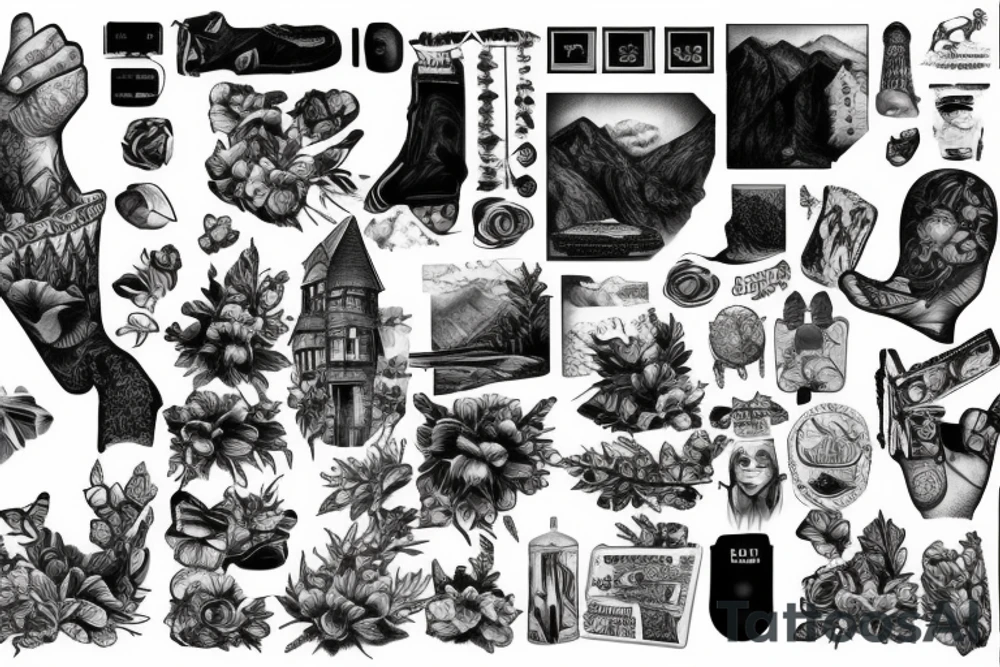 House on the mountains tattoo idea