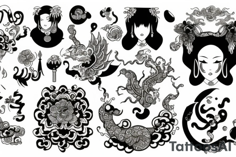 Chinese gold and necklace tattoo idea