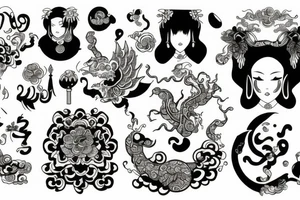 Chinese gold and necklace tattoo idea