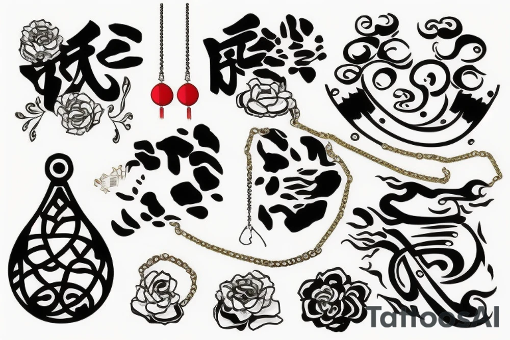 Chinese gold and necklace tattoo idea