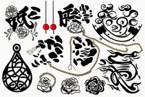 Chinese gold and necklace tattoo idea