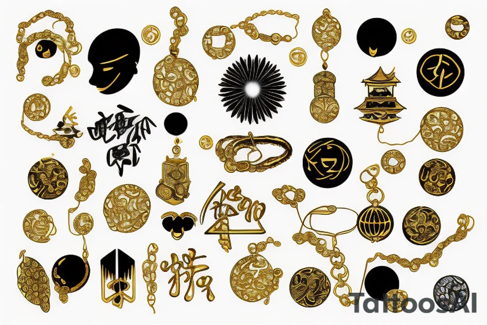 gold and necklace tattoo idea