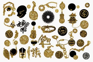 gold and necklace tattoo idea