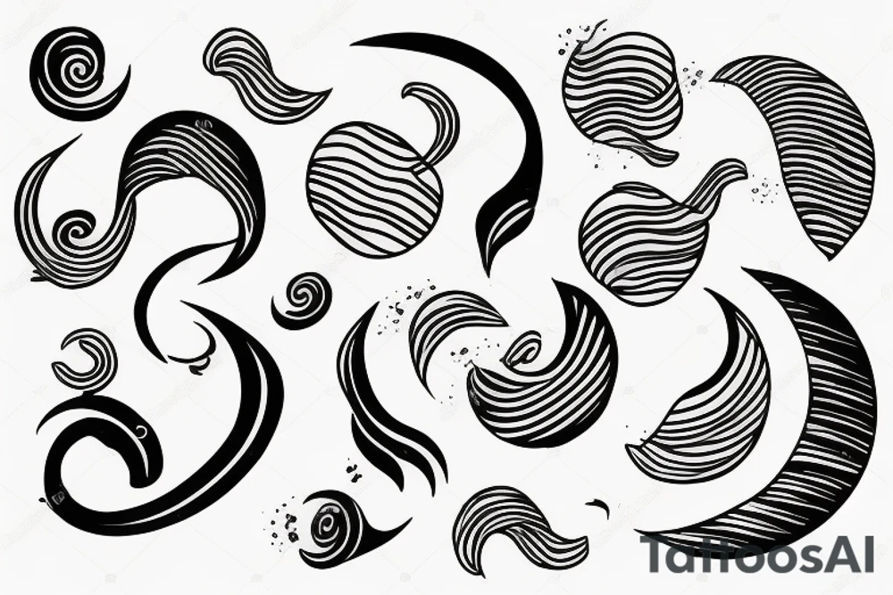 Crescent, waves, heart tattoo idea
