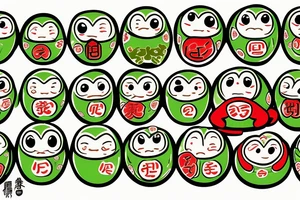 Daruma that is also a frog. green tattoo idea