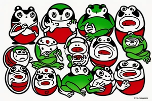 Daruma that is also a frog. green tattoo idea