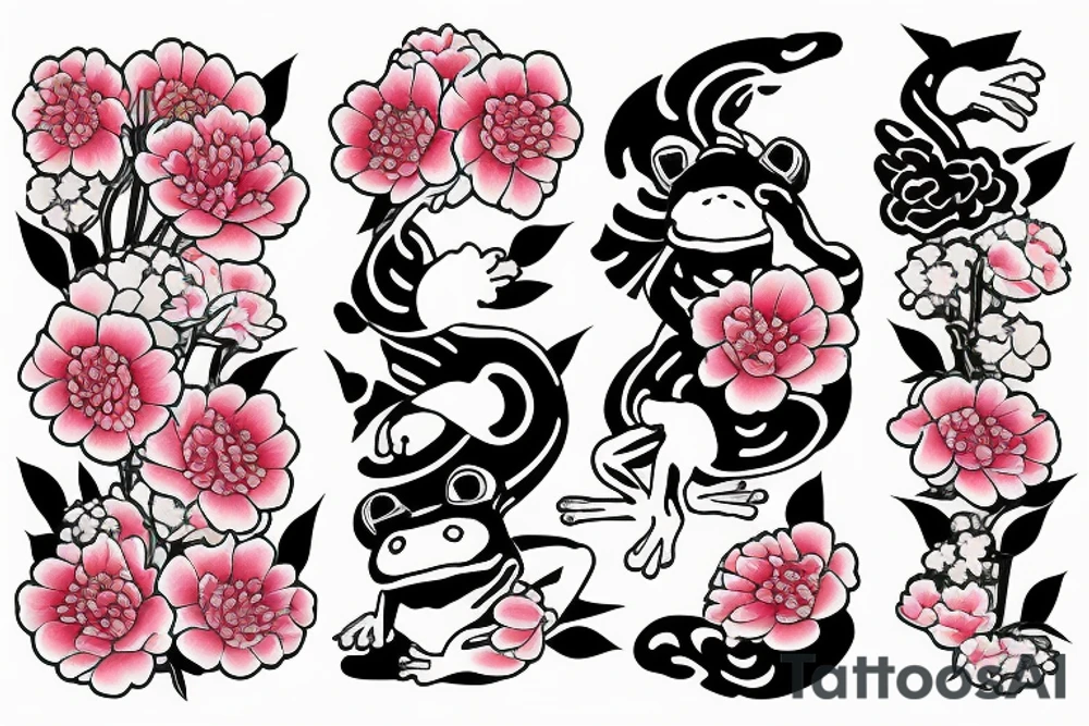 japanese frog wearing a kimono holding a fan with a peony print tattoo idea