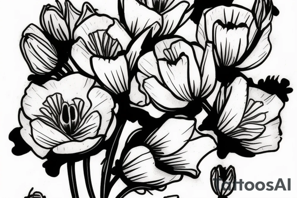 eustoma flowers, mother, kids,small tattoo idea