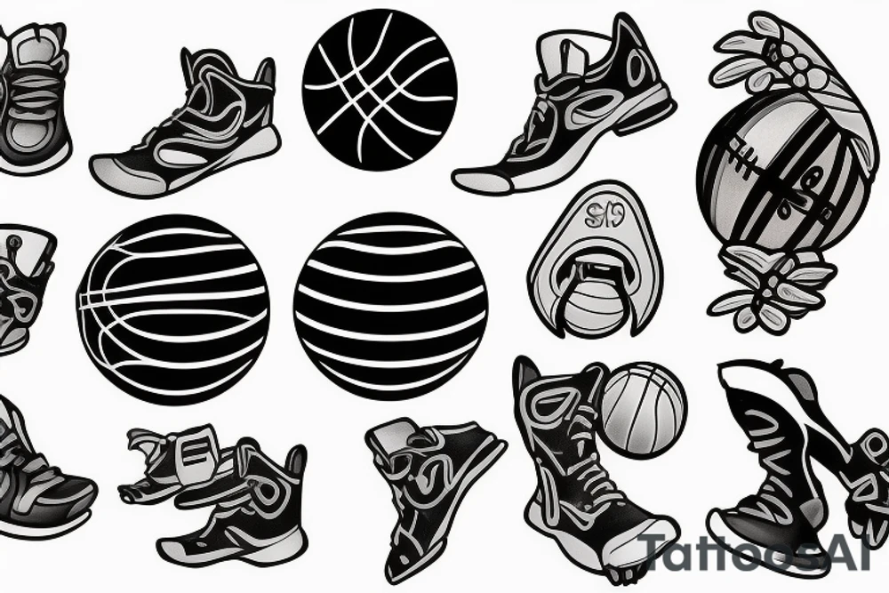 Small to medium size tatoo that has a basketball and a father and his 2 sons also have the number 13 tattoo idea