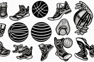 Small to medium size tatoo that has a basketball and a father and his 2 sons also have the number 13 tattoo idea