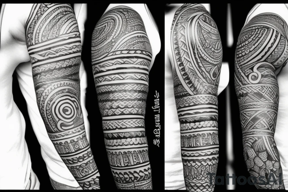 Tribal and flowers tattoo idea