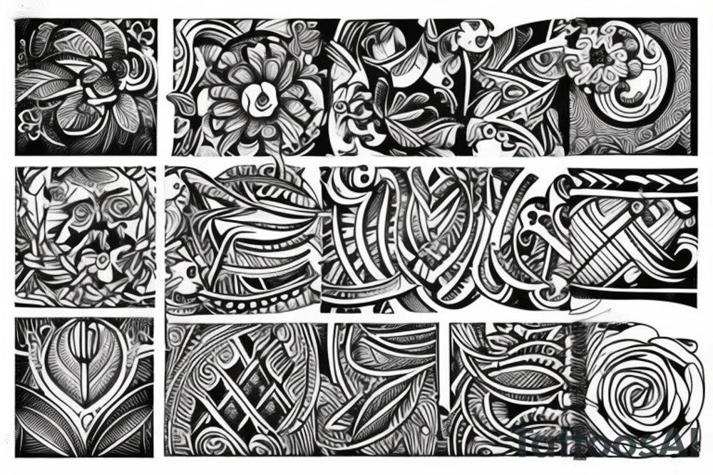 Tribal and flowers tattoo idea