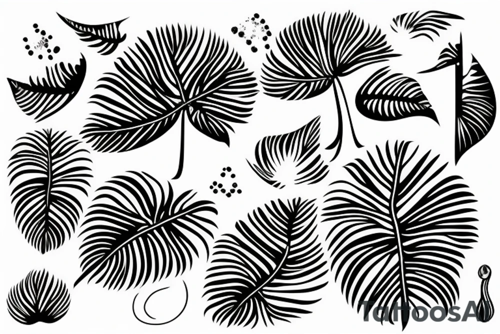 Monstera Plant with sun tattoo idea