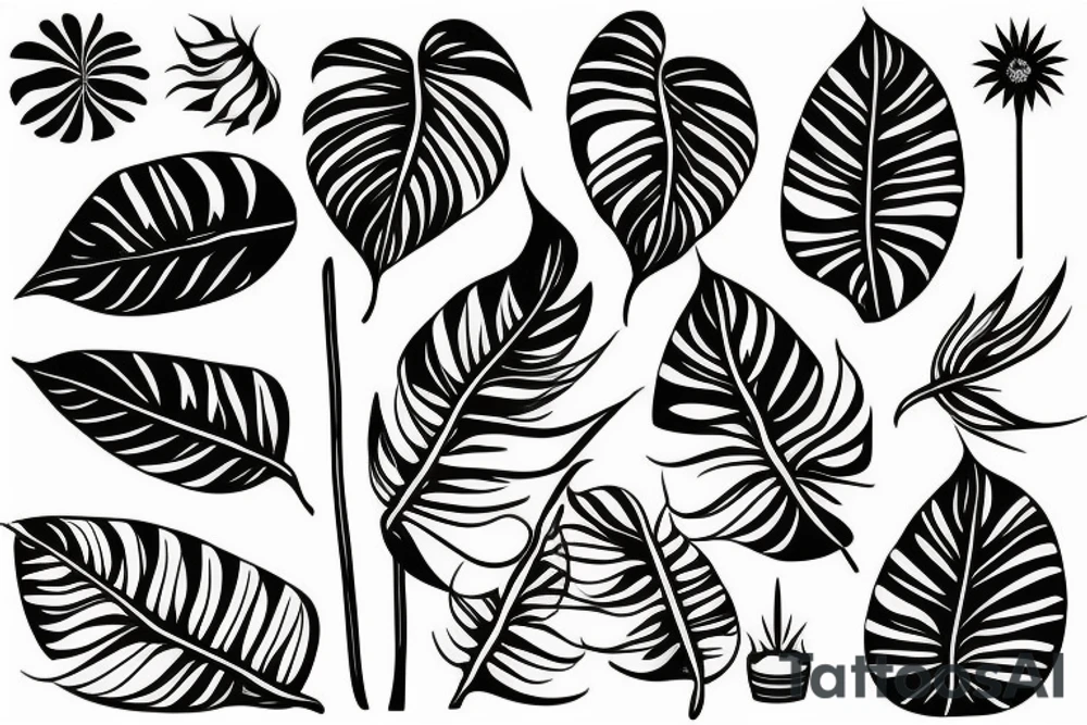 Monstera Plant in case with sun tattoo idea