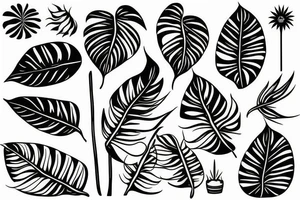 Monstera Plant in case with sun tattoo idea