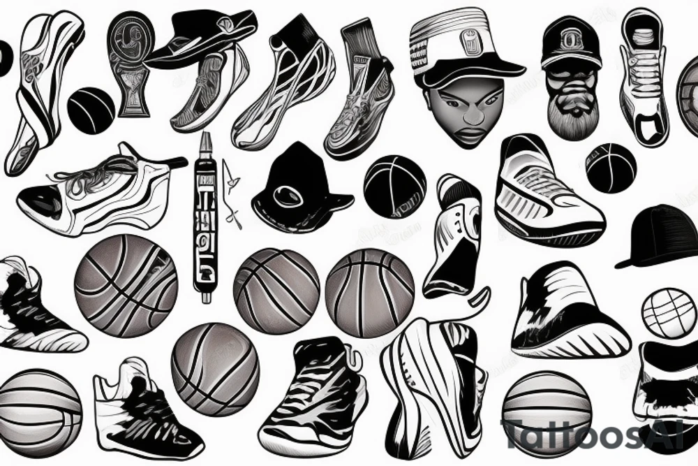 Basketball under Cilinder hat tattoo idea