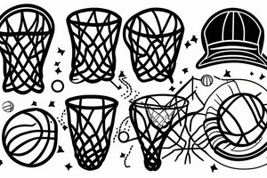 Basketball under Cilinder hat tattoo idea