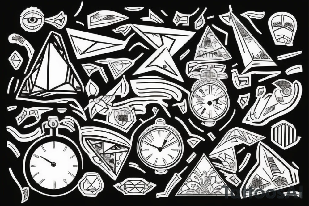 Pyramids and clocks tattoo idea
