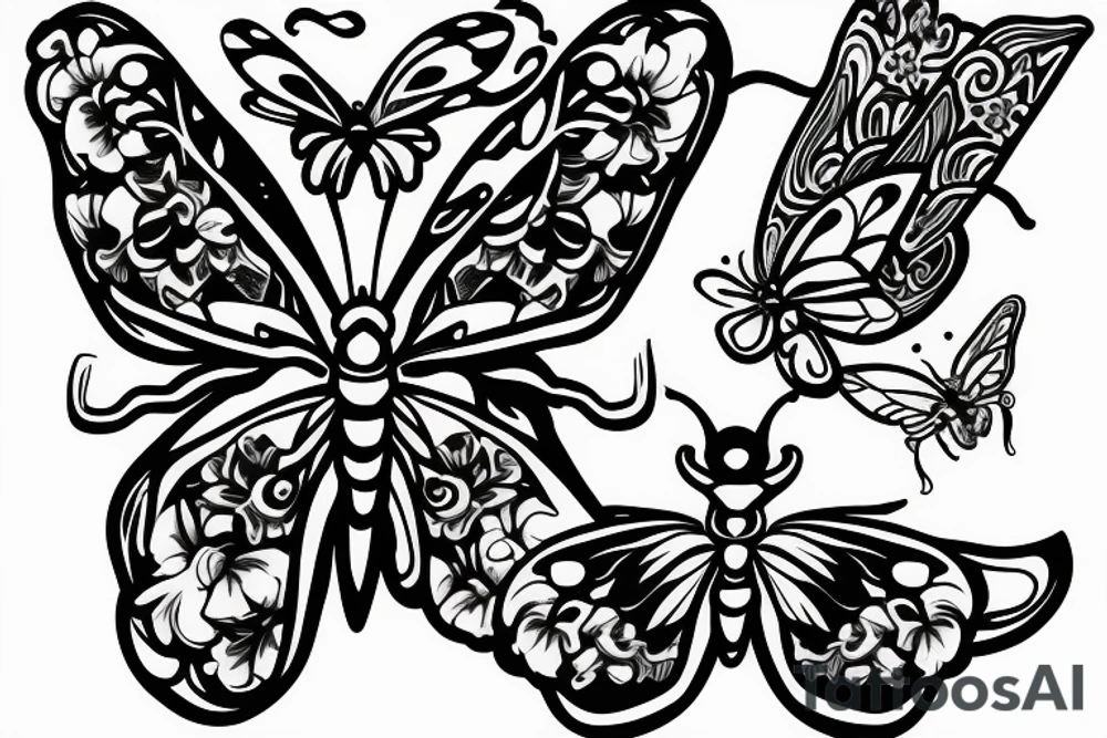 butterfly knife with butterfly as handle tattoo idea